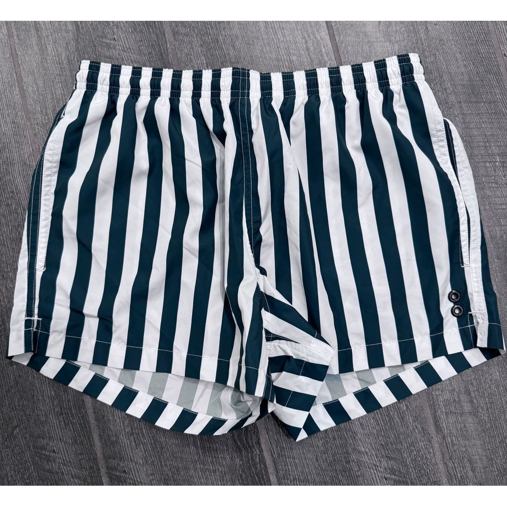 RON DORFF‎ SWIM SHORTS VERTICAL STRIPES White Green Size XS NWOT